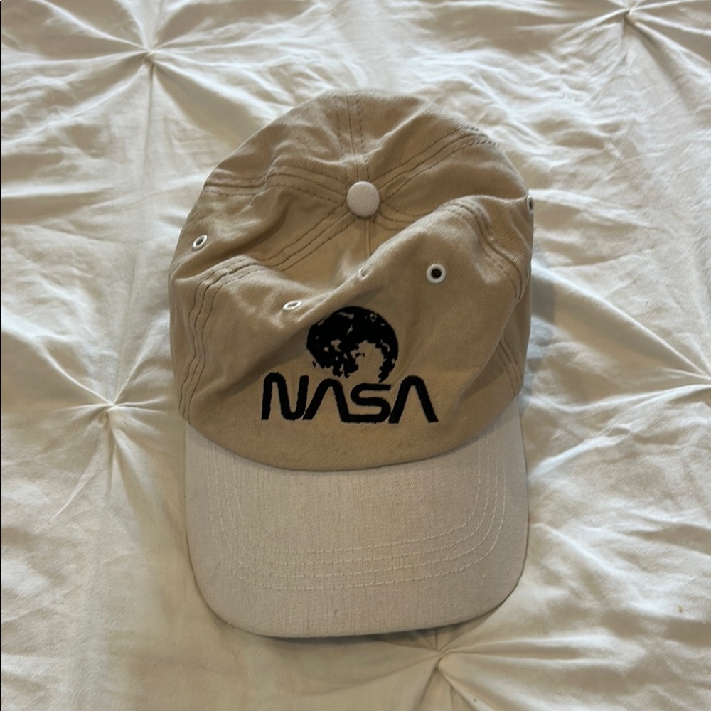 Neon Riot NASA Tan and White Cap Adjustable Buckle Closure OSFM